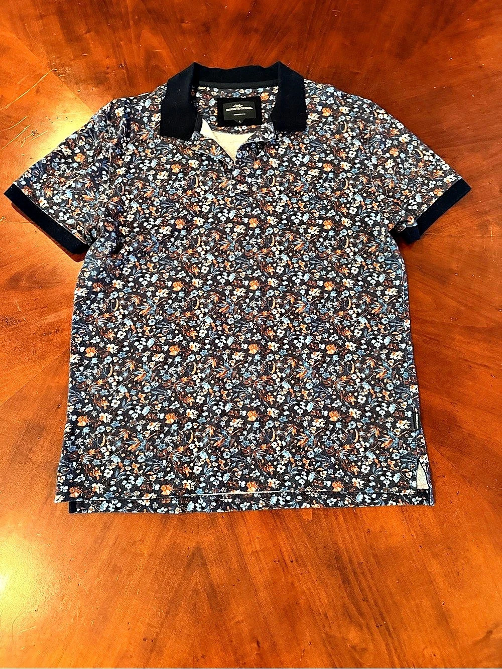 Rodd & Gunn Floral Polo Black & Orange Large